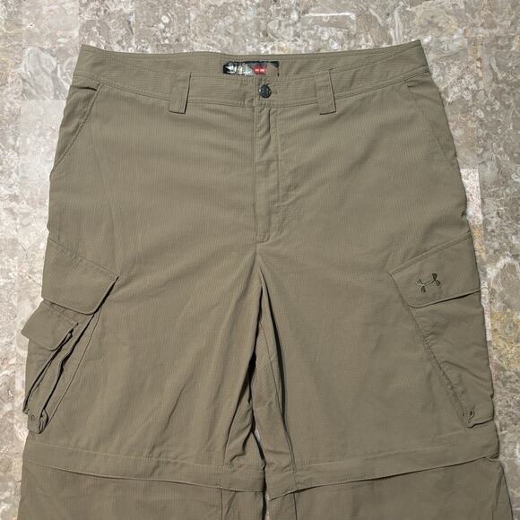 Under Armour Cargo Pants Mens 36x32 Brown Convertible Ripstop Storm Tactical - Picture 1 of 10